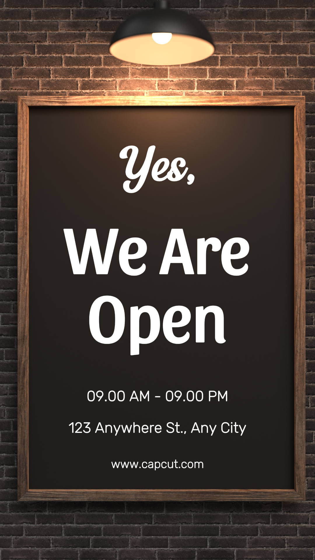 Business and Office Creative Poster Instagram Story We are Open Brown and White Classic