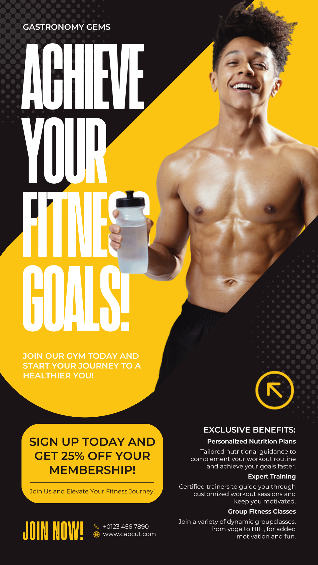 Pôster de Marketing de Treino e Fitness Promoção de Ginásio História do Instagram Estilo Moderno