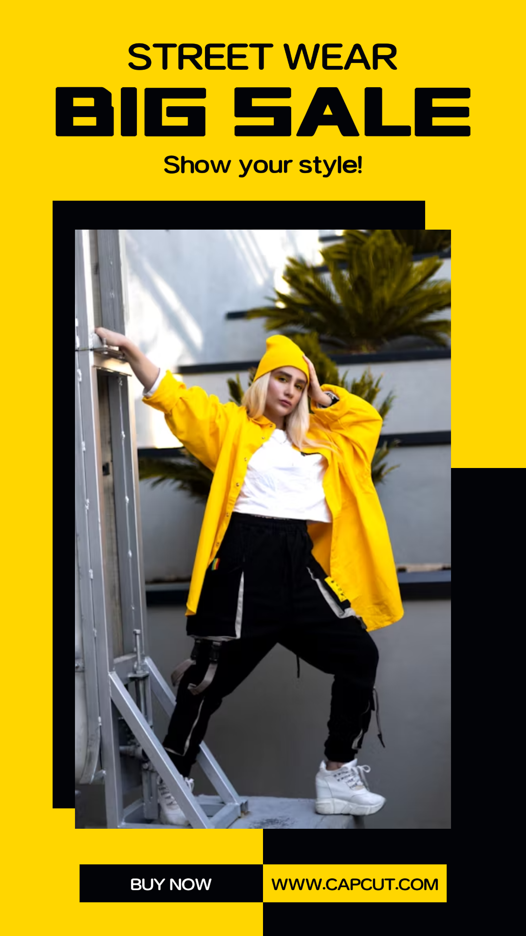 Tono sobre tono estilo marketing póster ropa TikTok street wear sale amarillo