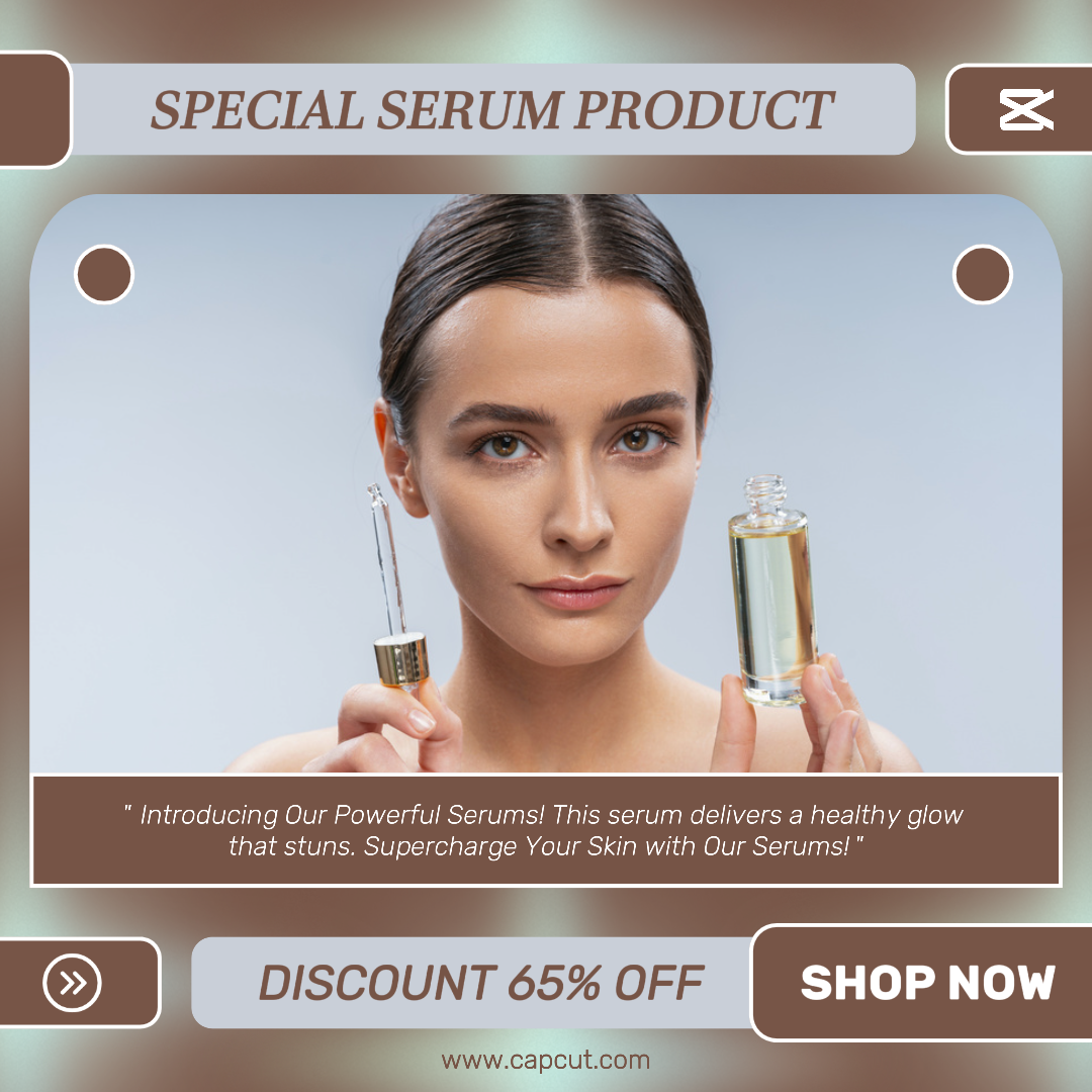 Beauty Care Marketing Poster Product Display Serum Instagram Post Brown | Redação Publicitária