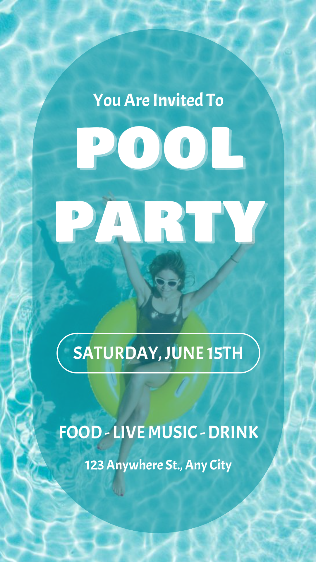 Sport und Match Schwimmbad Party kreatives Poster tiktok grün und weiß