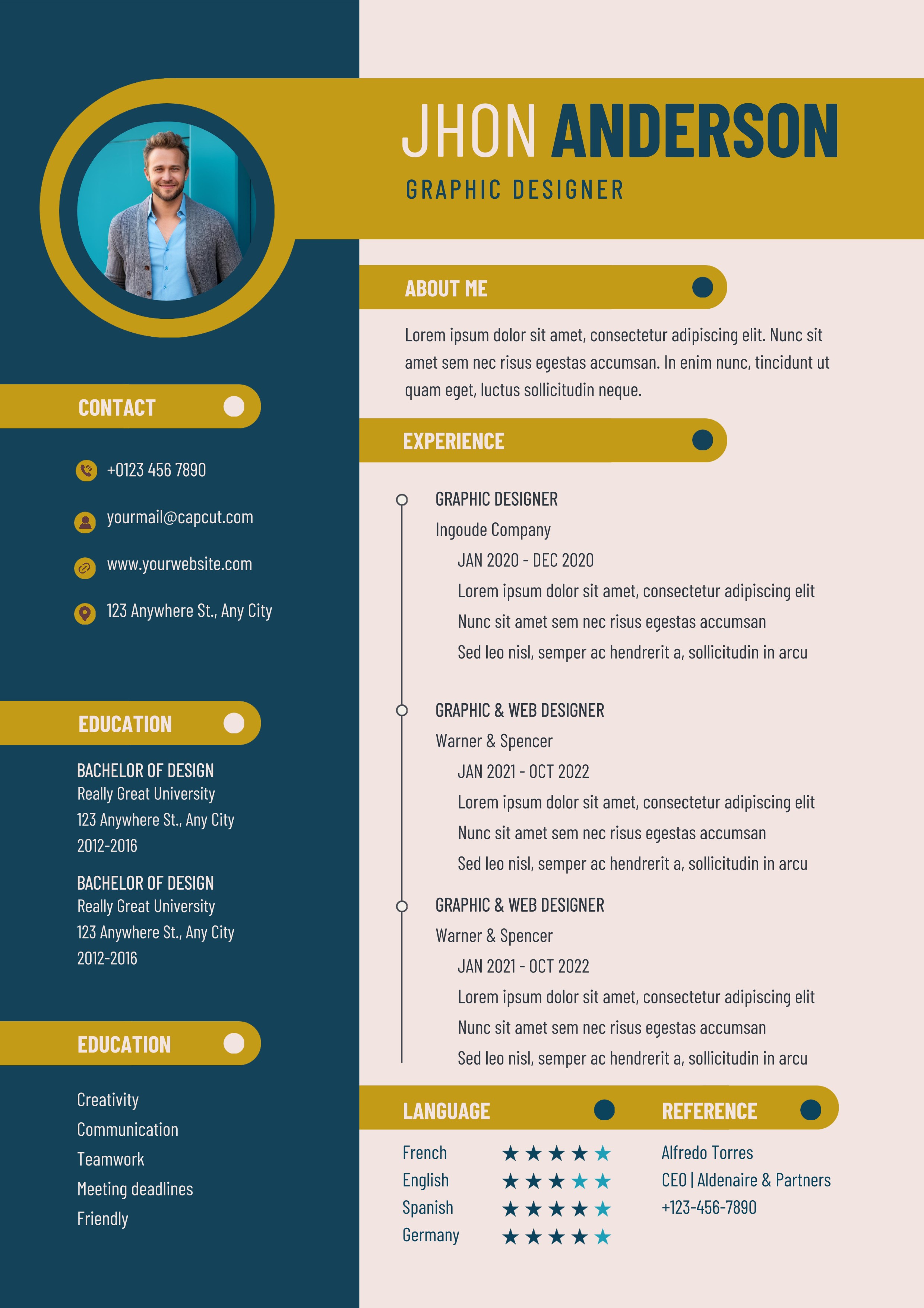 Reanudar Diseñador Gráfico Comercial Minimalista