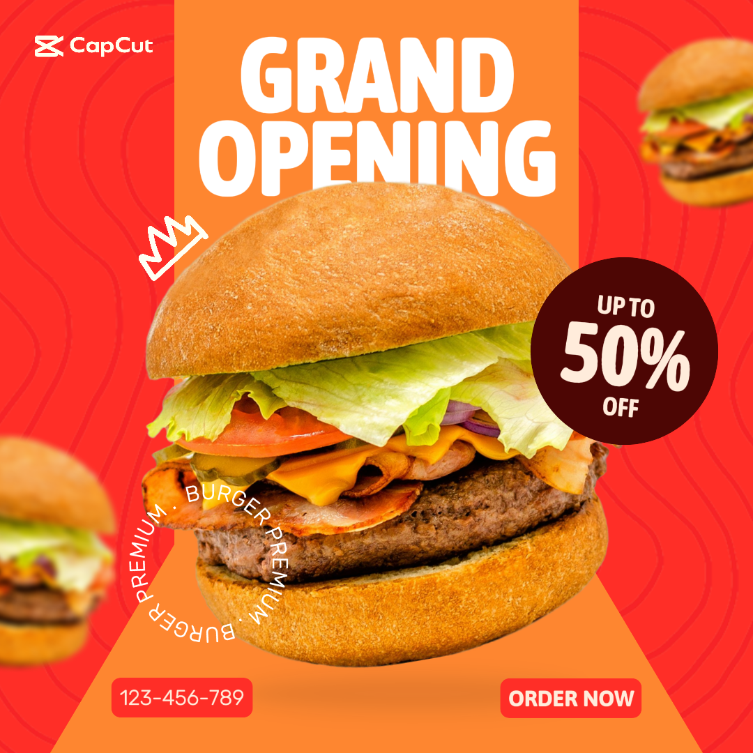 Pembukaan Besar Media Sosial Burger Makanan Lezat