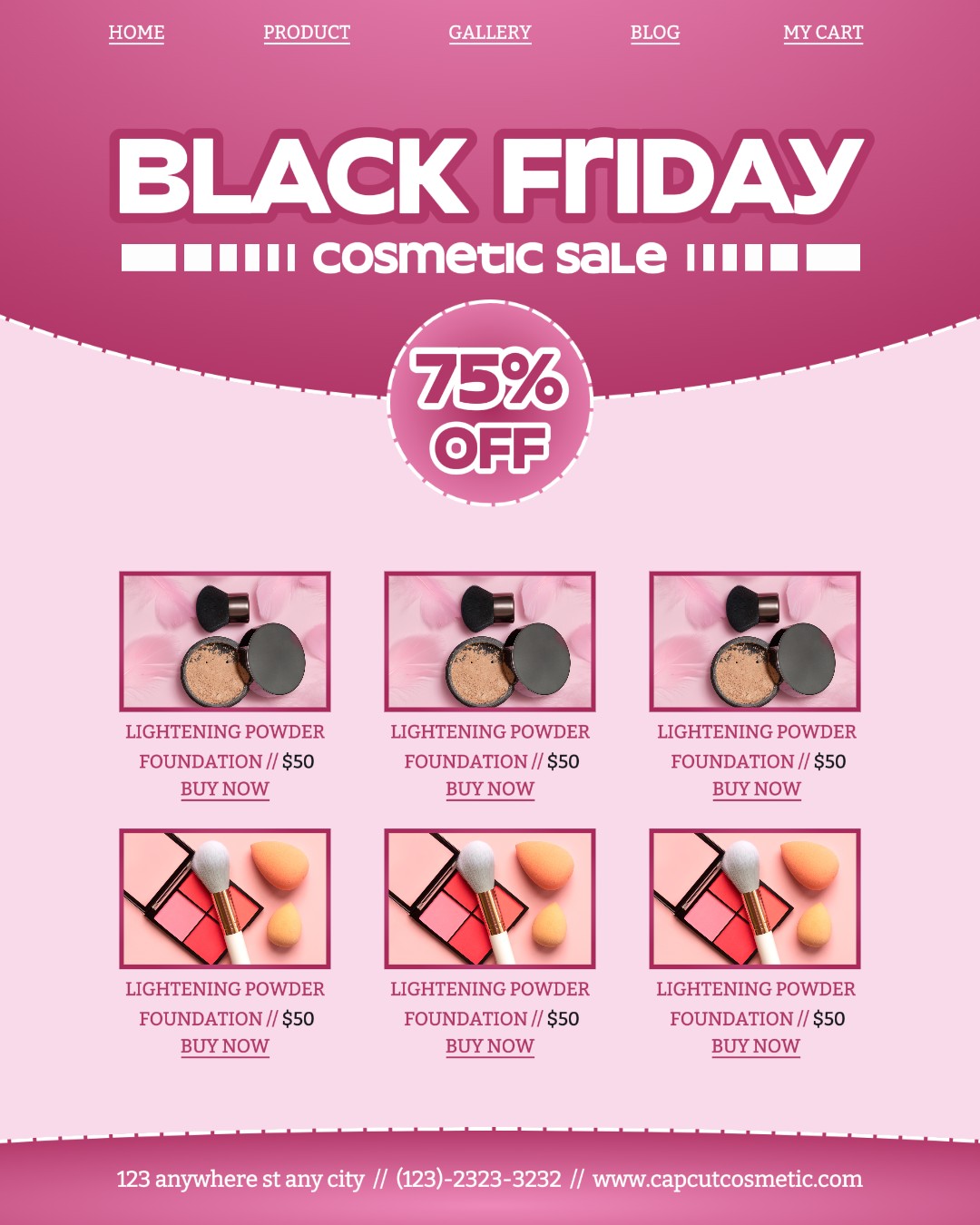 Promoção de cosméticos da Black Friday para retrato do Instagram