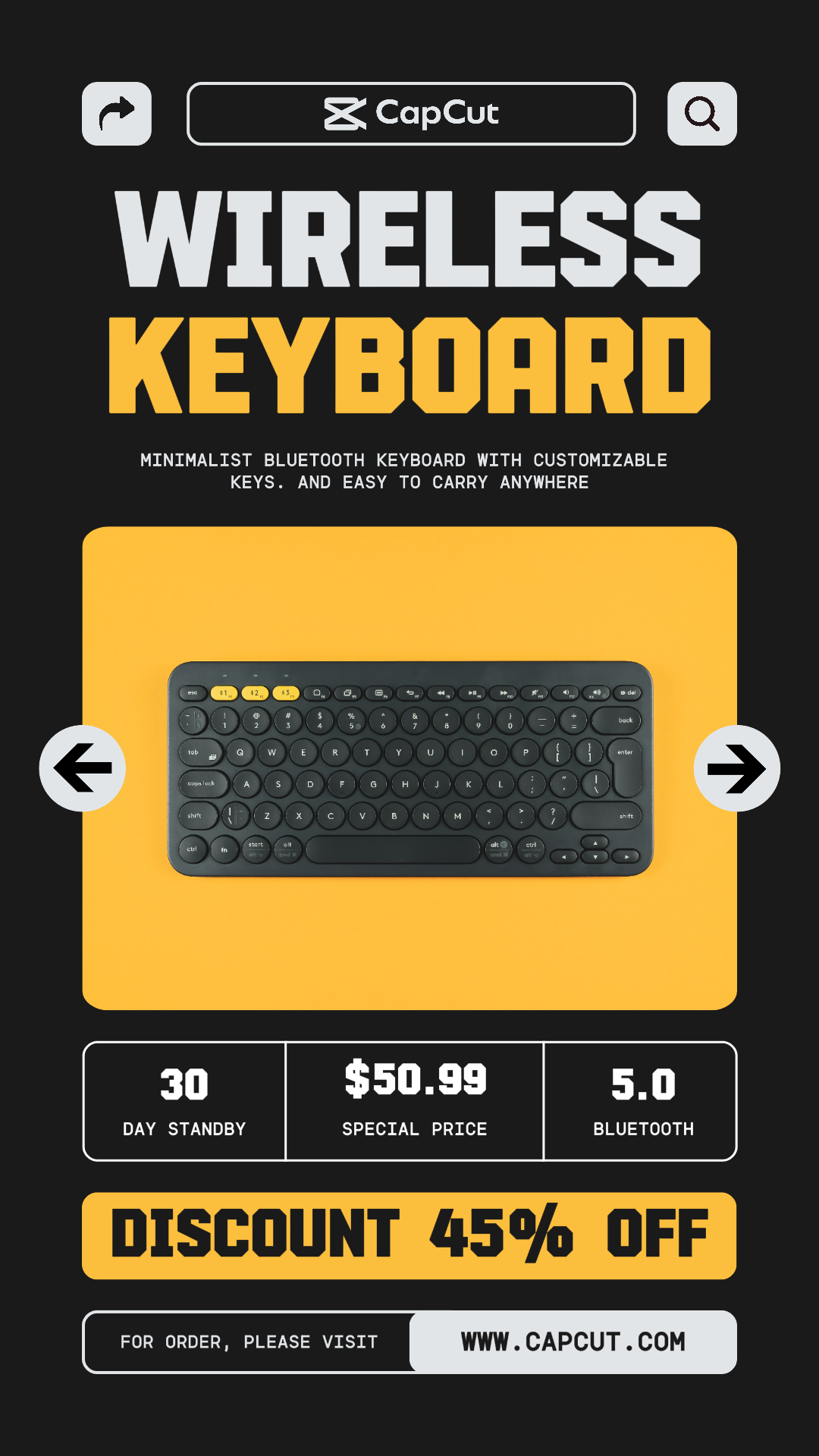 Wireless Keyboard Electronics Promotion Instagram story