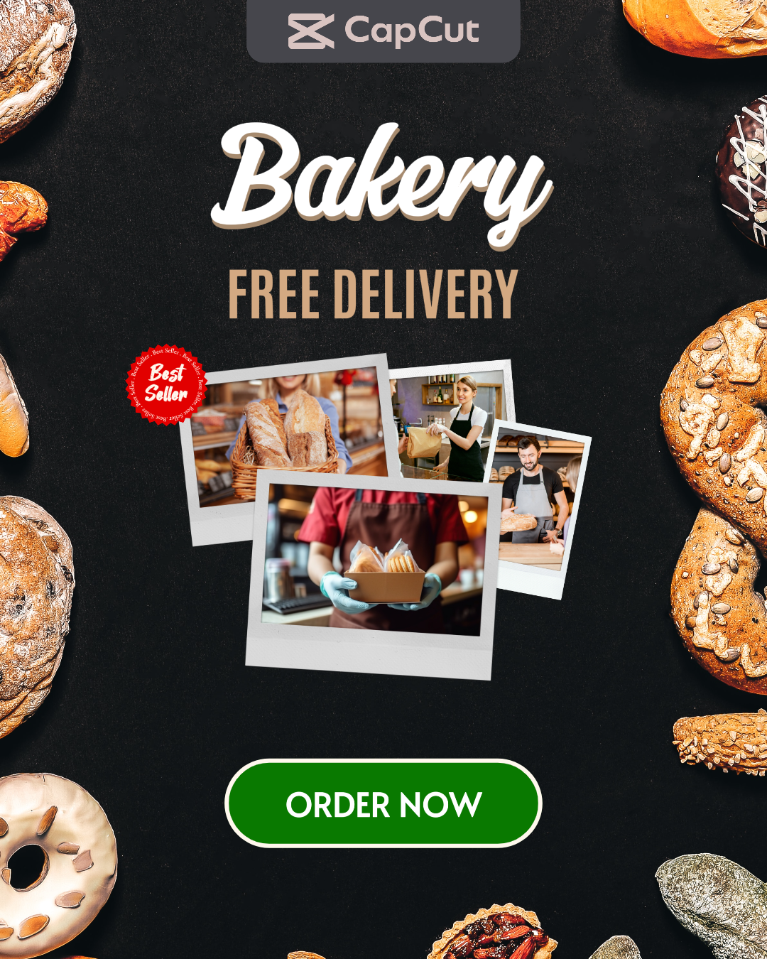 Black Elegan Livraison Gratuite Boulangerie Instagram Post