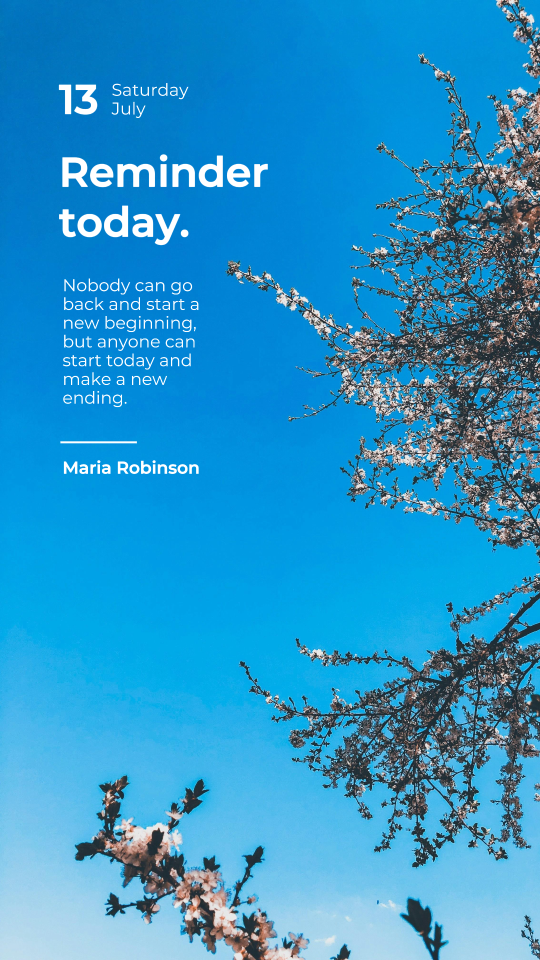 Papier peint affiche créative fleurs de cerisier - rappel aujourd'hui