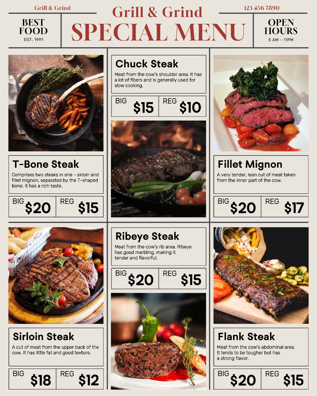 Food Menu Instagram Potrait