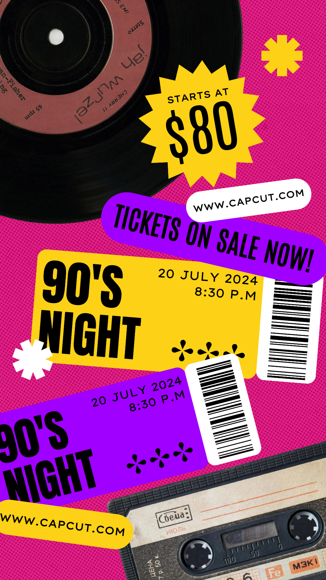 Entretenimiento Cartel de la noche de los 90 Estilo retro