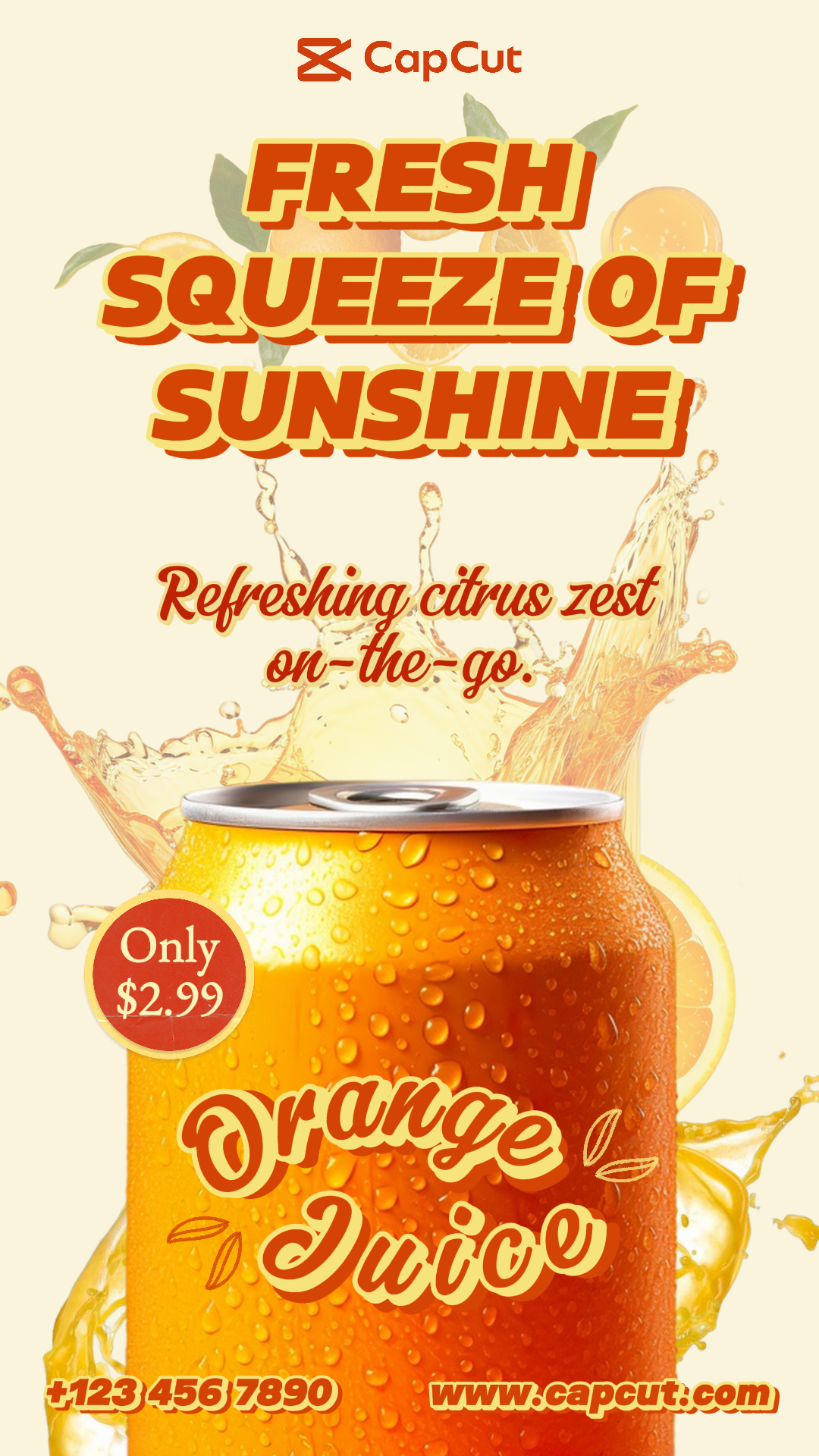 Food and Beverage Marketing Poster Instagram Story - Orange Juice