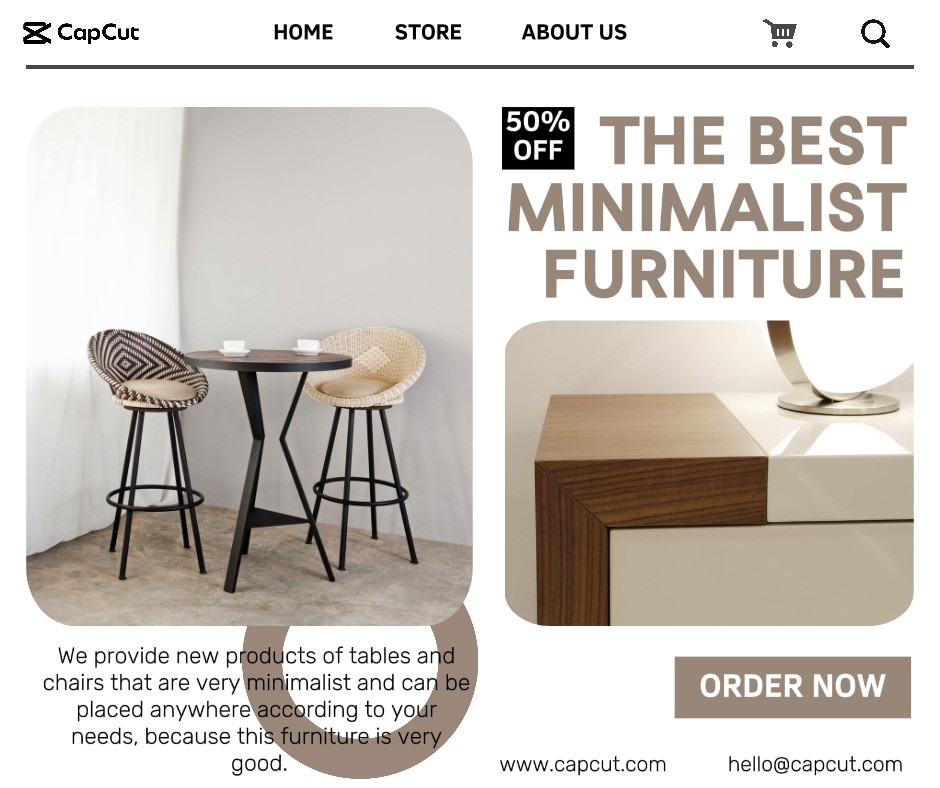 Melhor história de promoção de vendas de móveis minimalistas