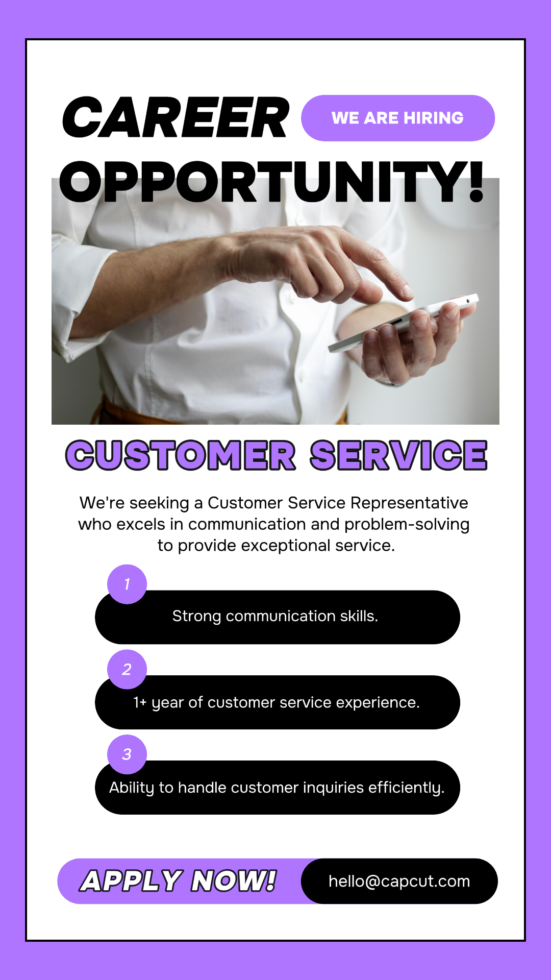 poster pemasaran bisnis dan kantor Instagram Story mempekerjakan ungu