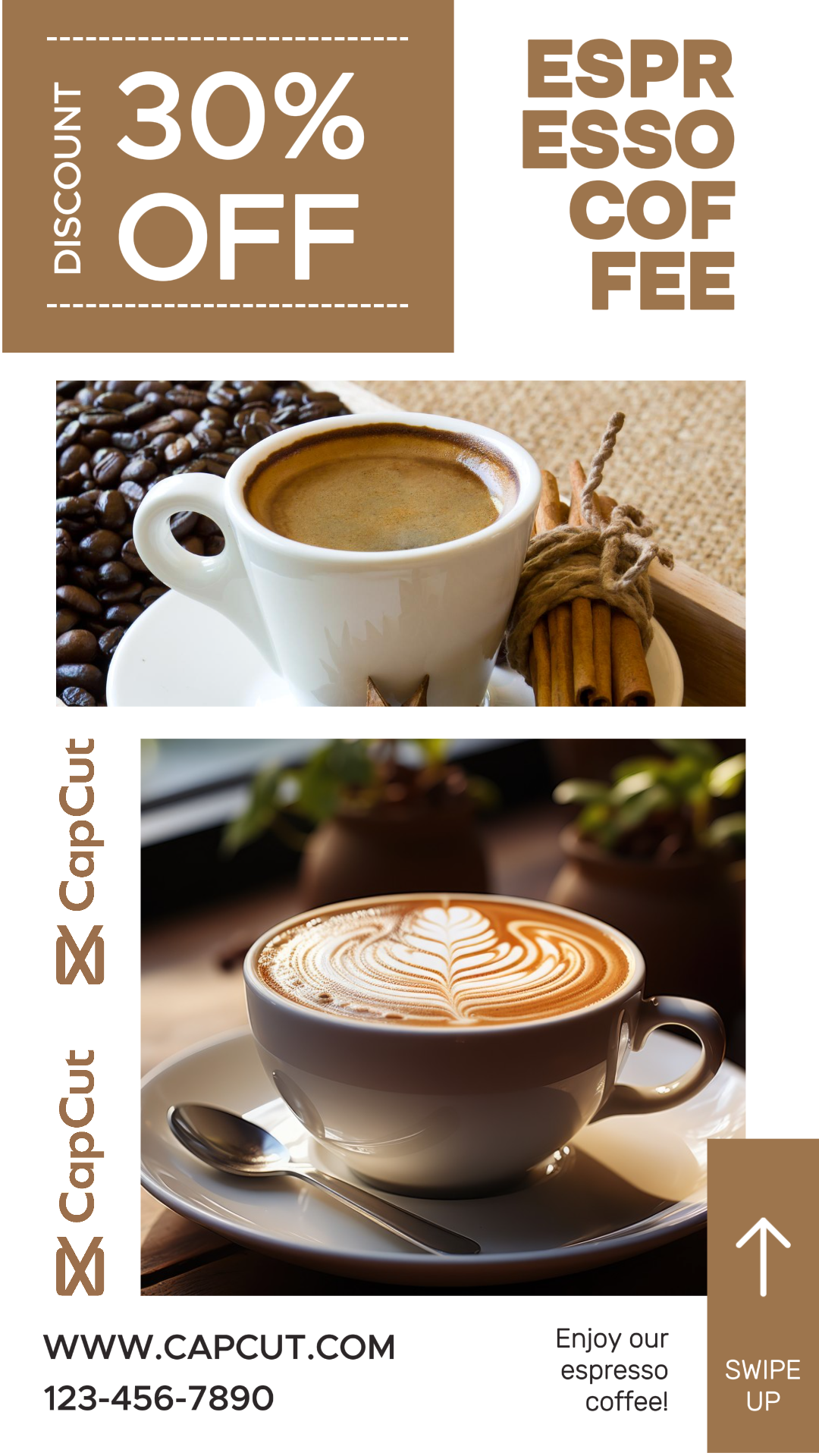 História de mídia social de promoção de bebida de café