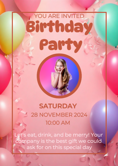 Invitación de no marketing para niños Cumpleaños a todo color