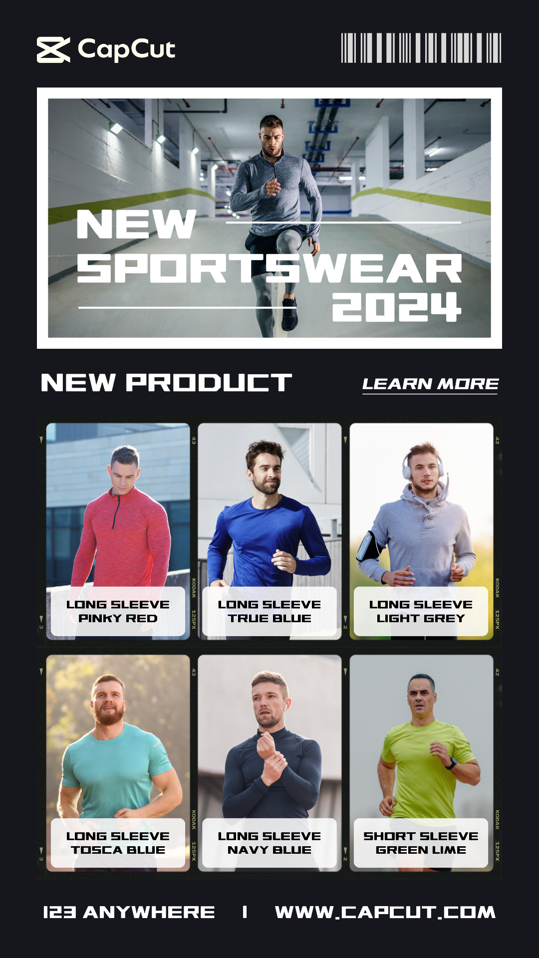 7 Multi-Produkt-Bild Herrenbekleidung Neues Produkt Herren-Sportbekleidung mit schwarzem Thema