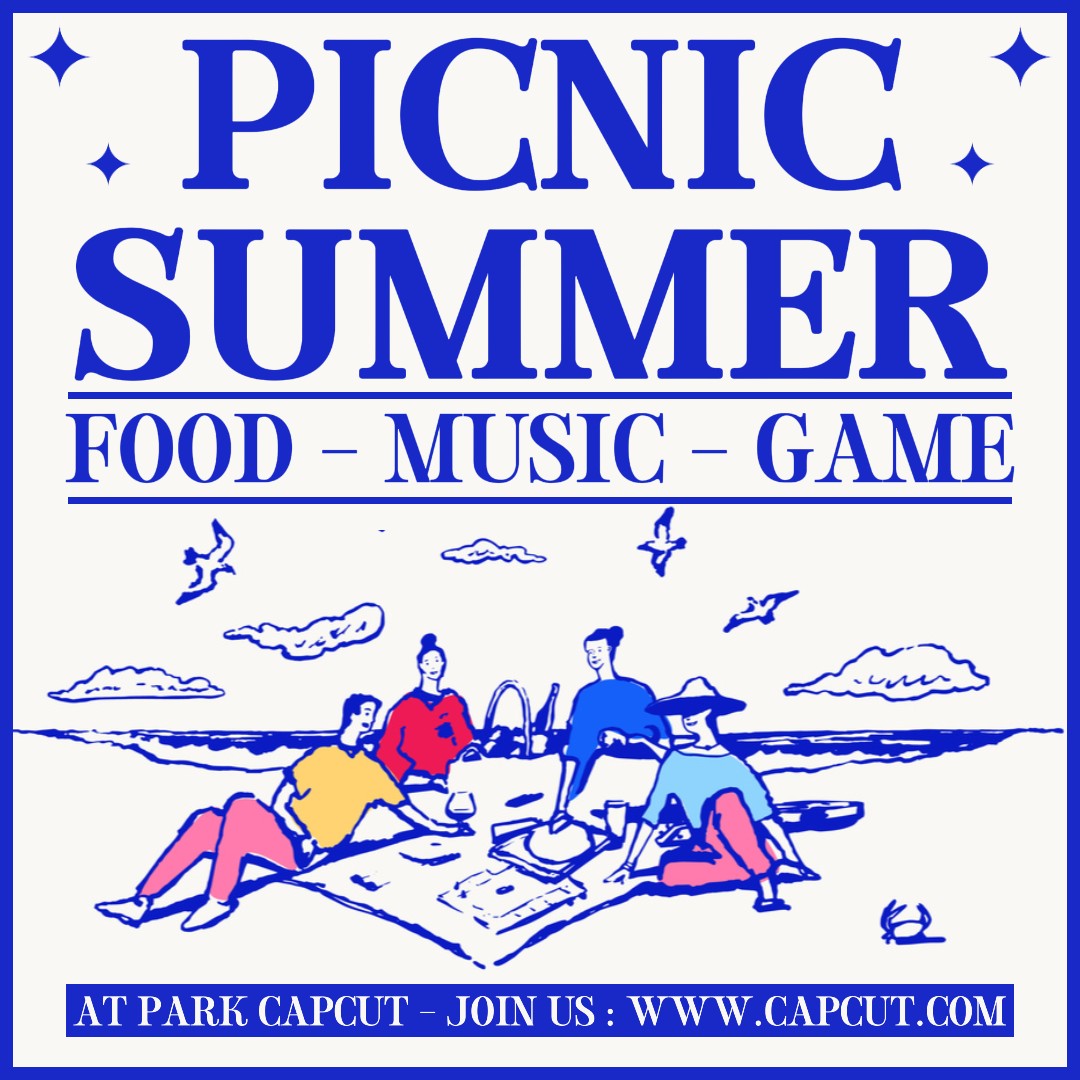 Picnic Summer Event Promotion Instagram Post Blue Flat Minimalist