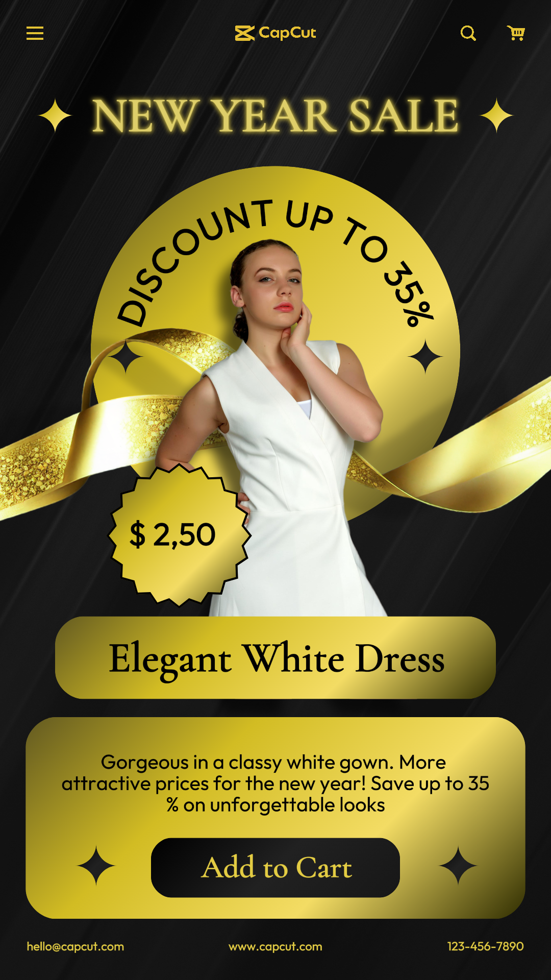 Día de Año Nuevo Vestido Blanco Dorado Negro Promoción de Moda TikTok