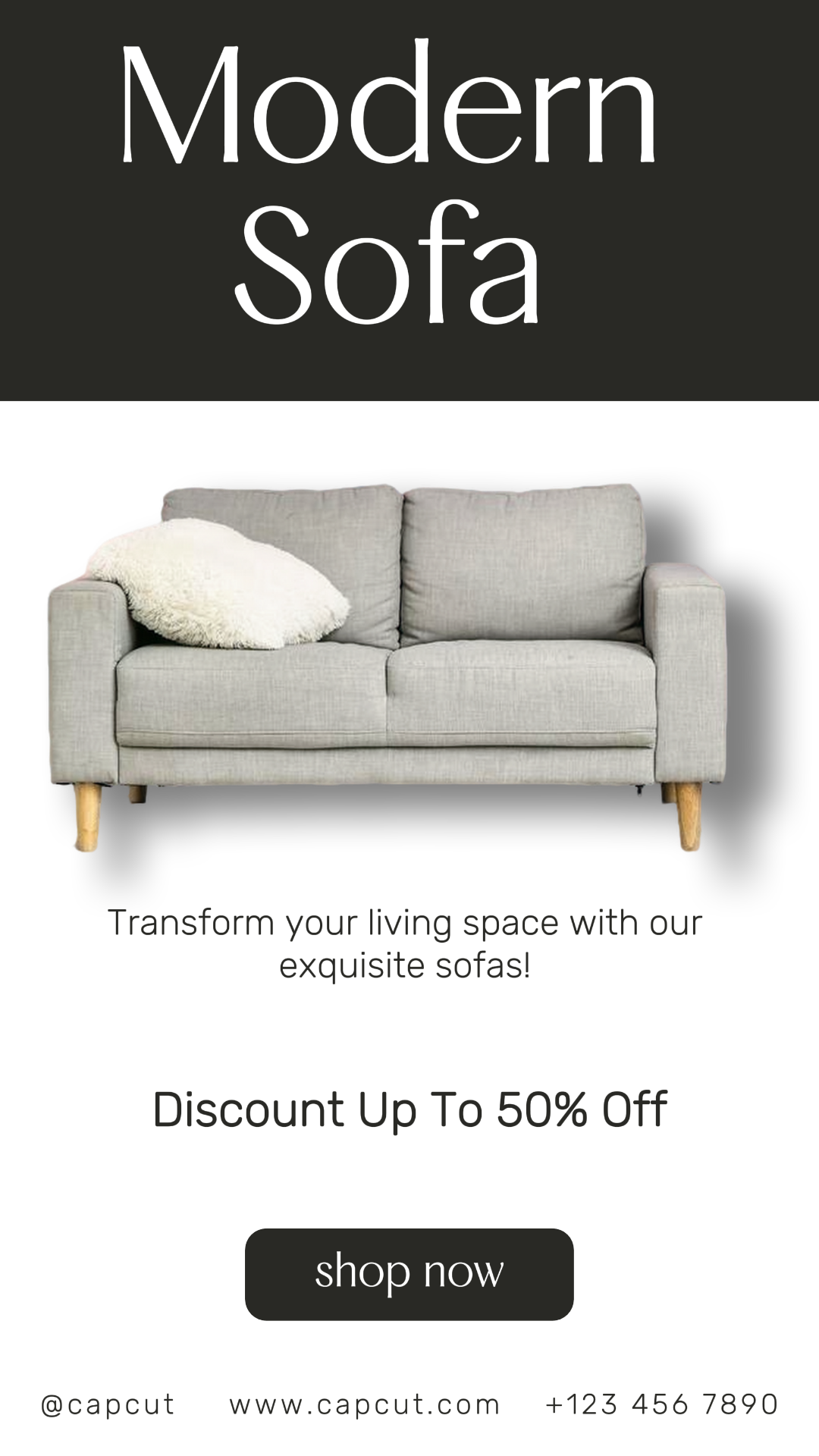 Werbung für moderne Sofas im Haushalt Instagram Story