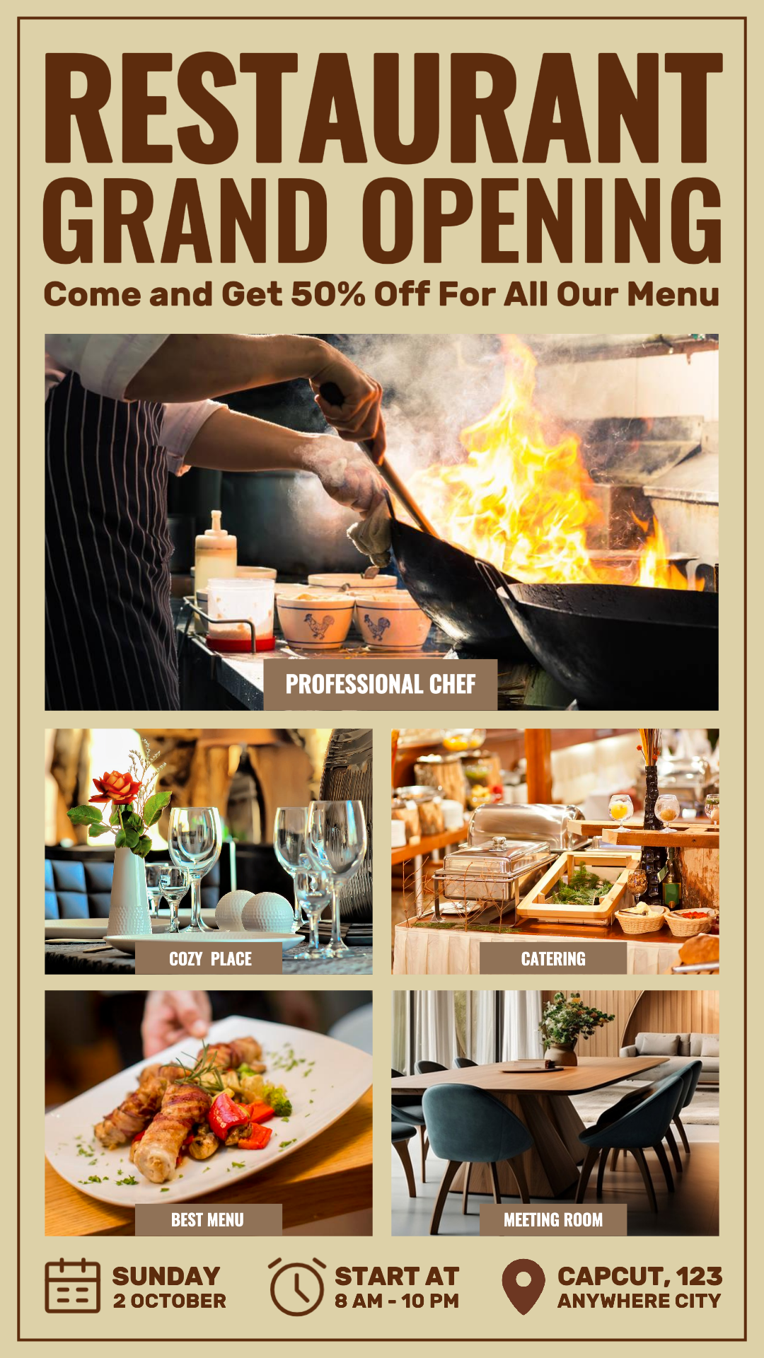 Essen und Getränke Promotion Instagram Story Restaurant Große Eröffnung