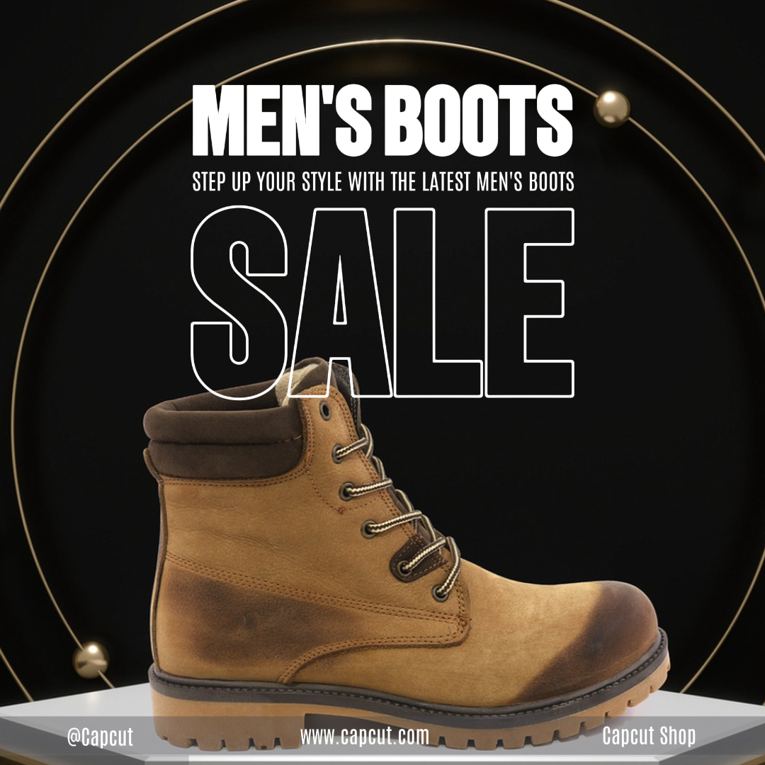 Kleidung und Schuhe Marketing-Poster Instagram Herren Stiefel