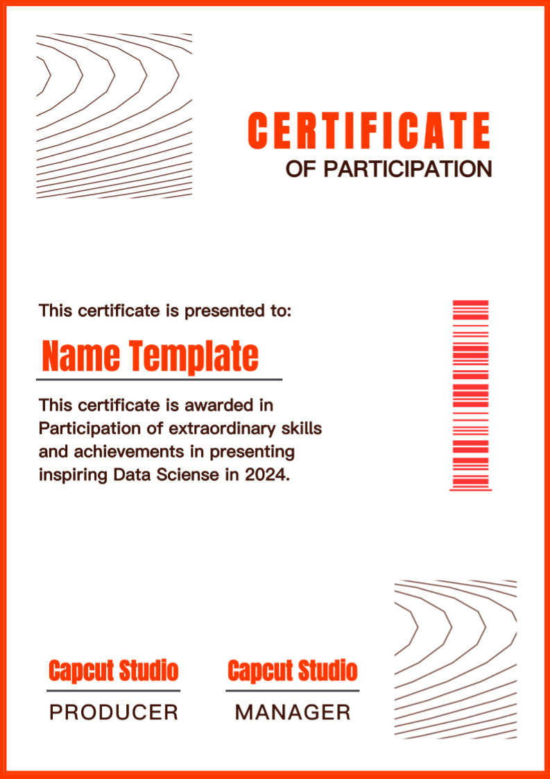 Certificado Partipação Laranja Branco Limpo (A4)