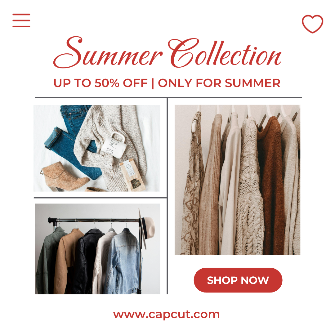 Fashion Sale Tone on tone style - Poster Pemasaran Instagram Post Red Minimalist