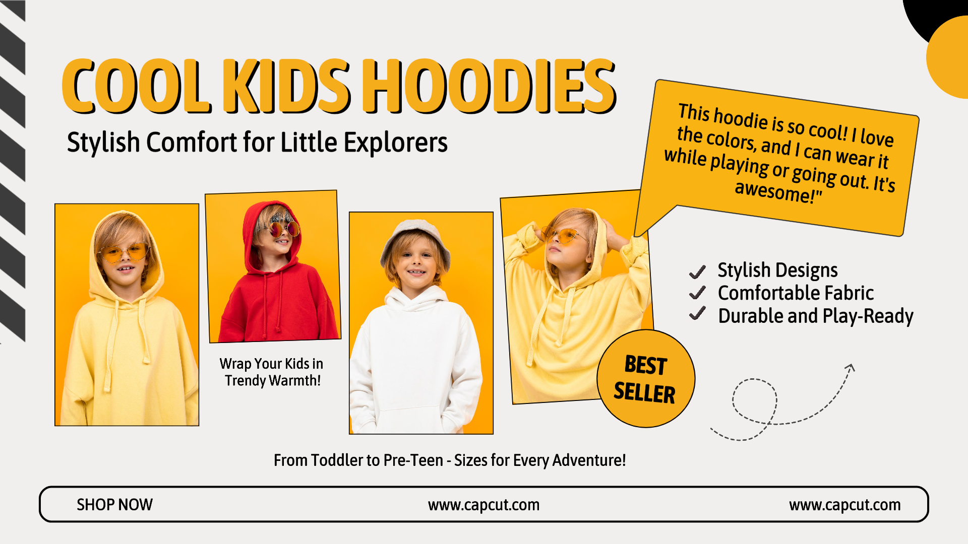 Fashion Kids Hoodies Product Display