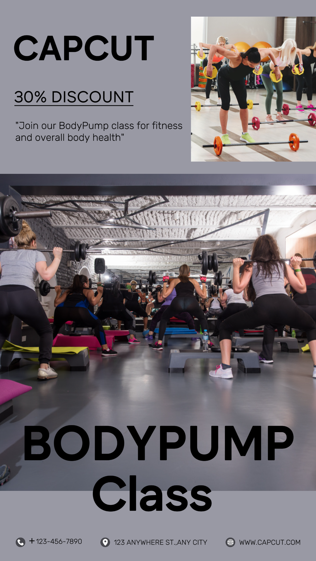 Poster Pemasaran Latihan dan Kebugaran Instagram Story Kelas Bodypump