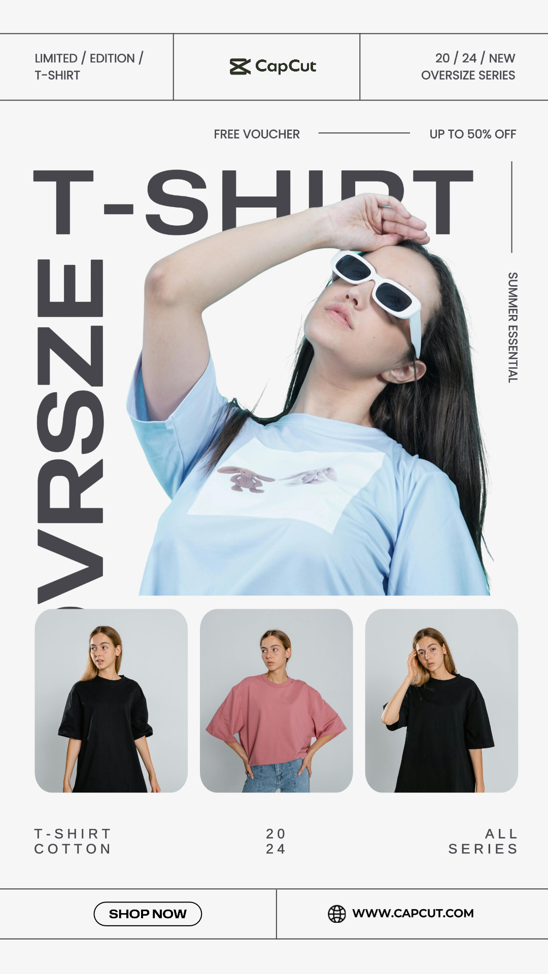 Ropa y zapatos Camiseta de gran tamaño Venta Promoción de marketing Descuento Diseño de historia de Instagram