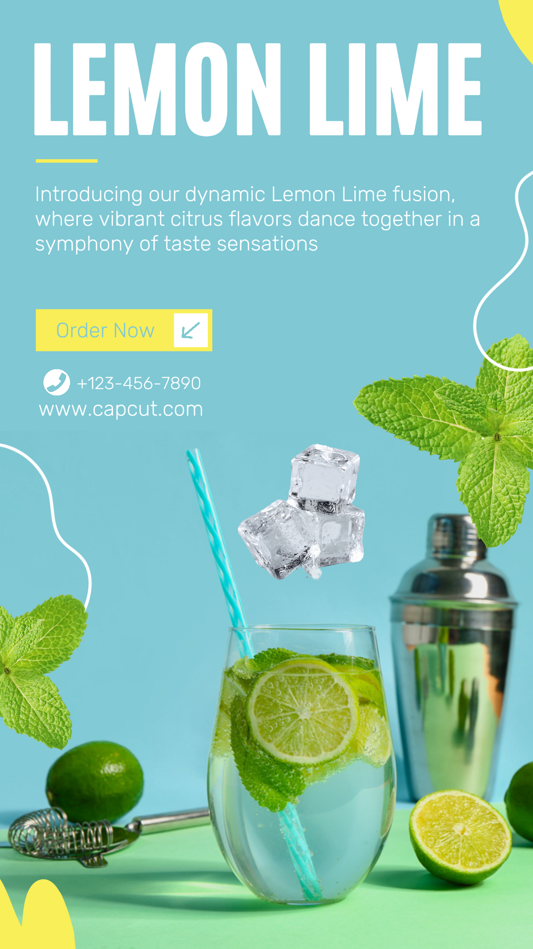 Food and Beverage Marketing Poster lemon  Drink Product Display Instagram Story