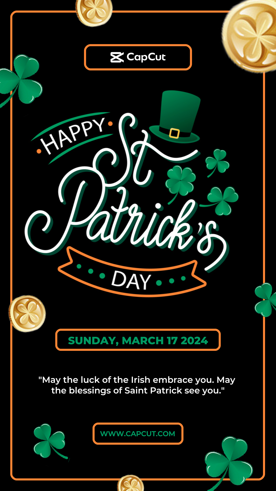 Carteles de Saludos del Día de San Patricio Historia de Intagram de línea de neón