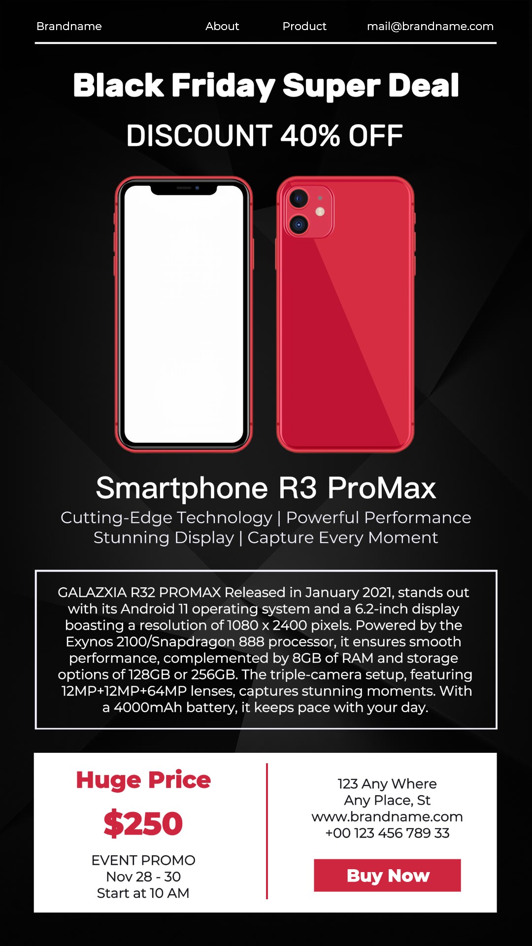 Black Friday Smartphone Affichage du produit