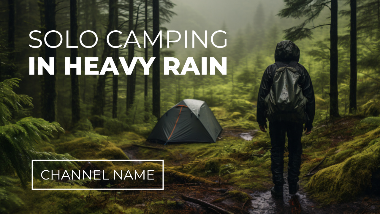 Youtube Thumbnail - Vlog Solo Camping In Heavy Rain