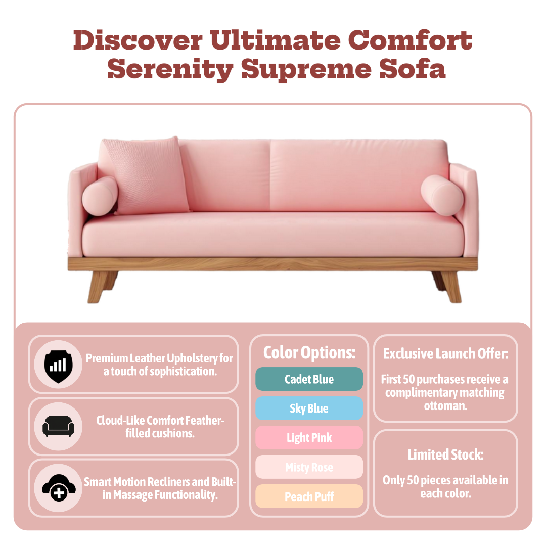 E-commerce Product Callout Household Accessories & Furniture Comfort Serenity Supreme Sofa