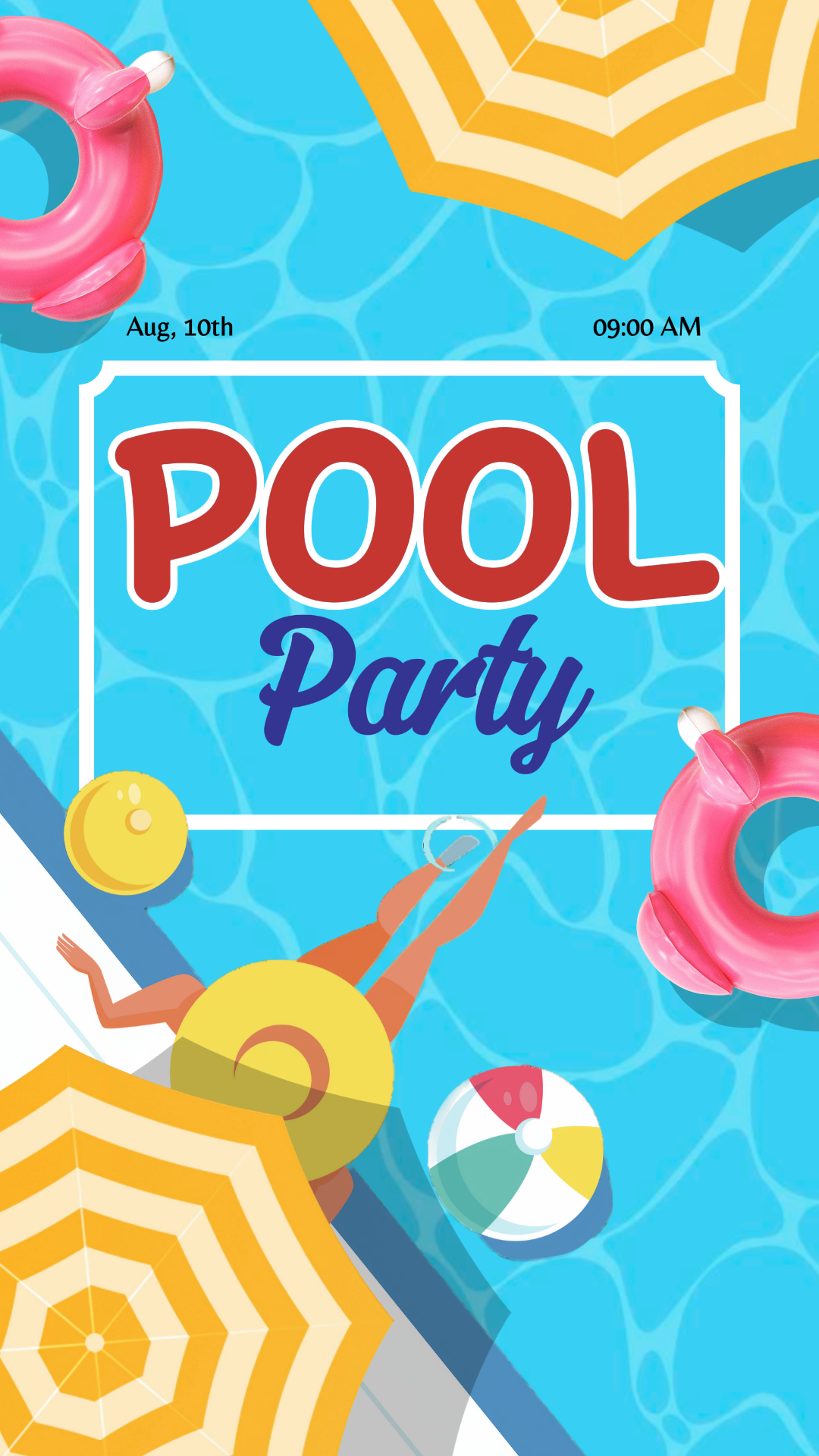 Affiche créative de fête de piscine de sport et de match instagram