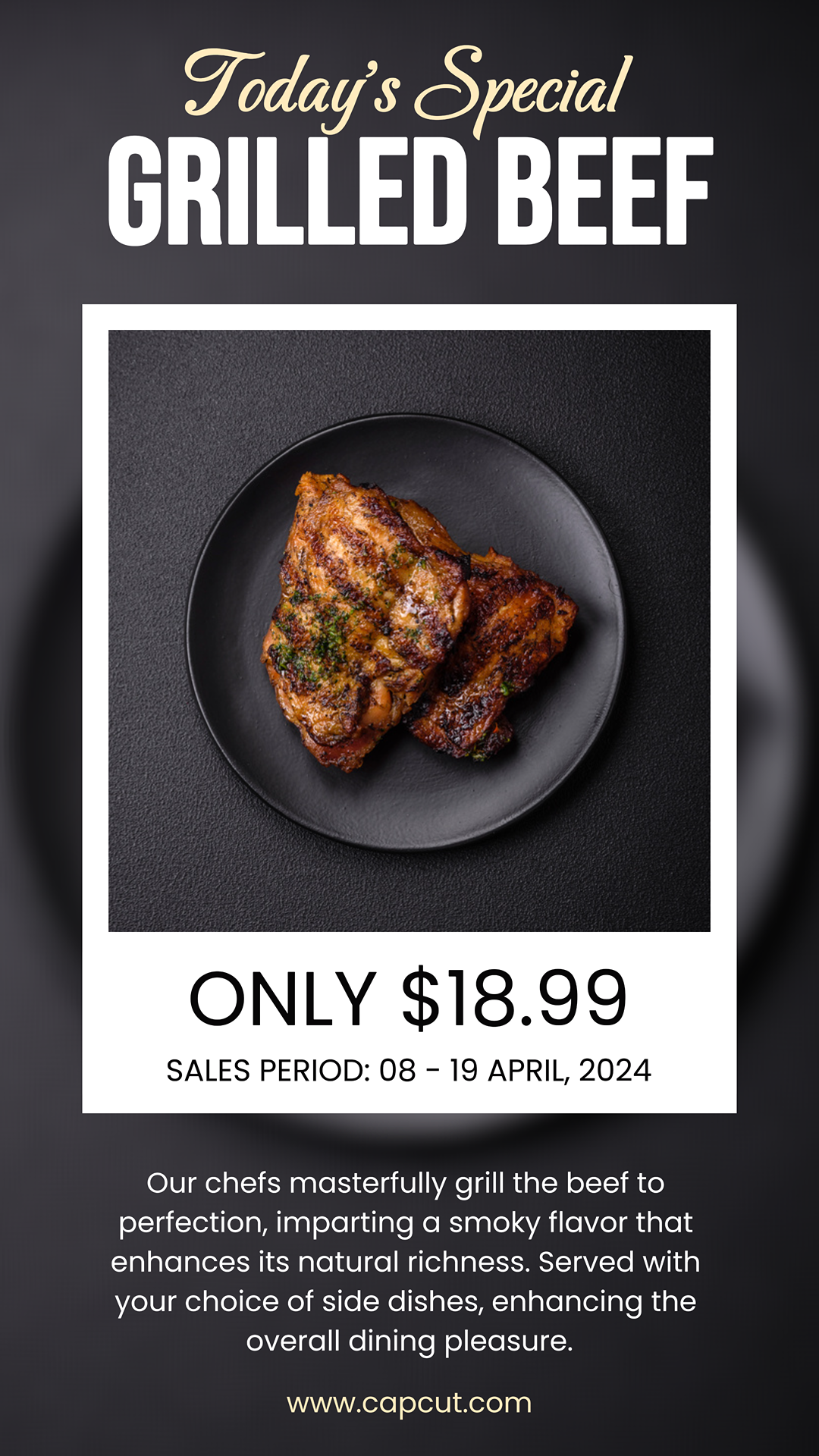 Poster Pemasaran Makanan dan Minuman Penjualan Daging Sapi Panggang Instagram Story Modern