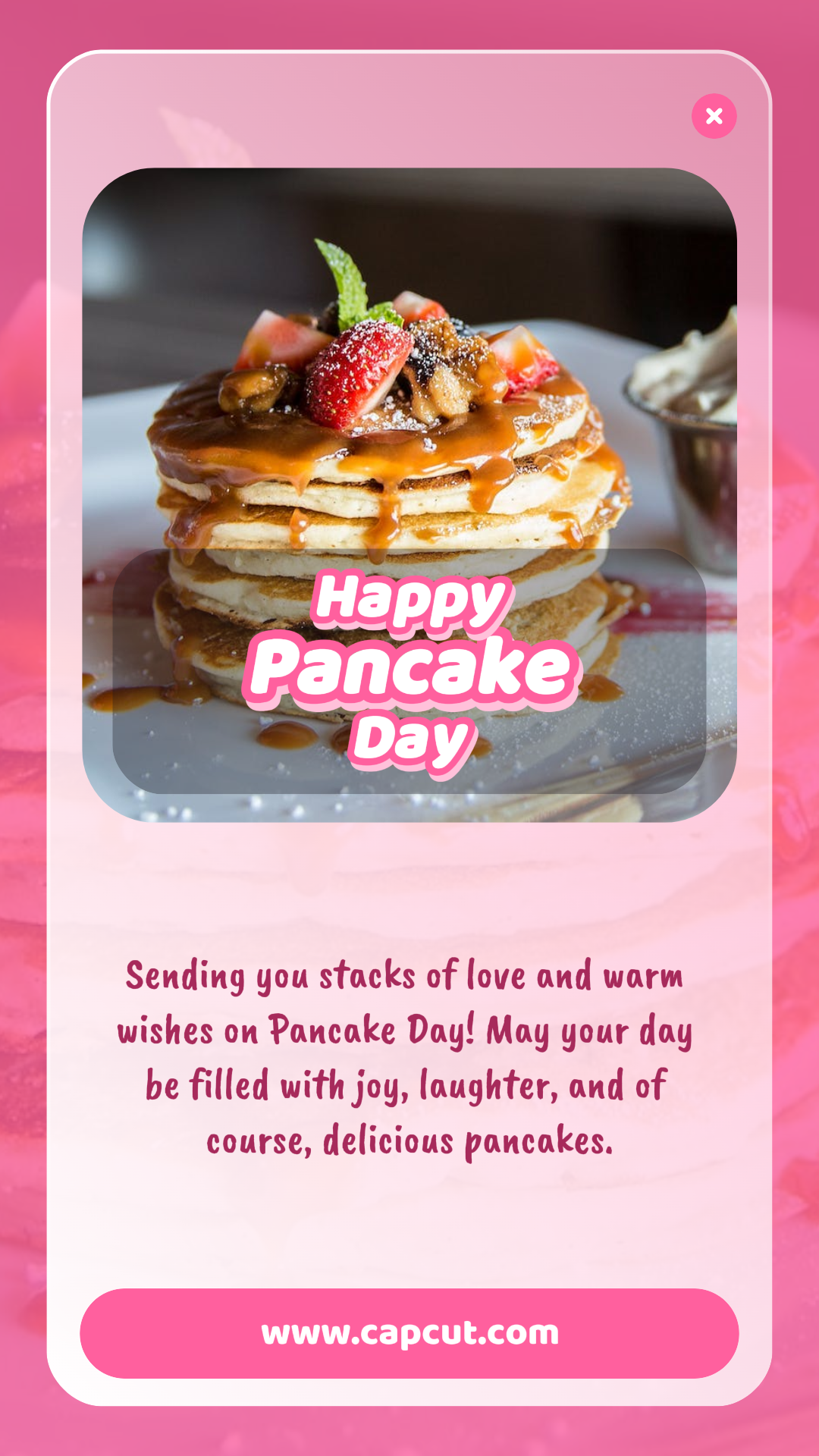Makanan Hari Pancake - Kisah Instagram - Promosi: Kartu Ucapan - Pink