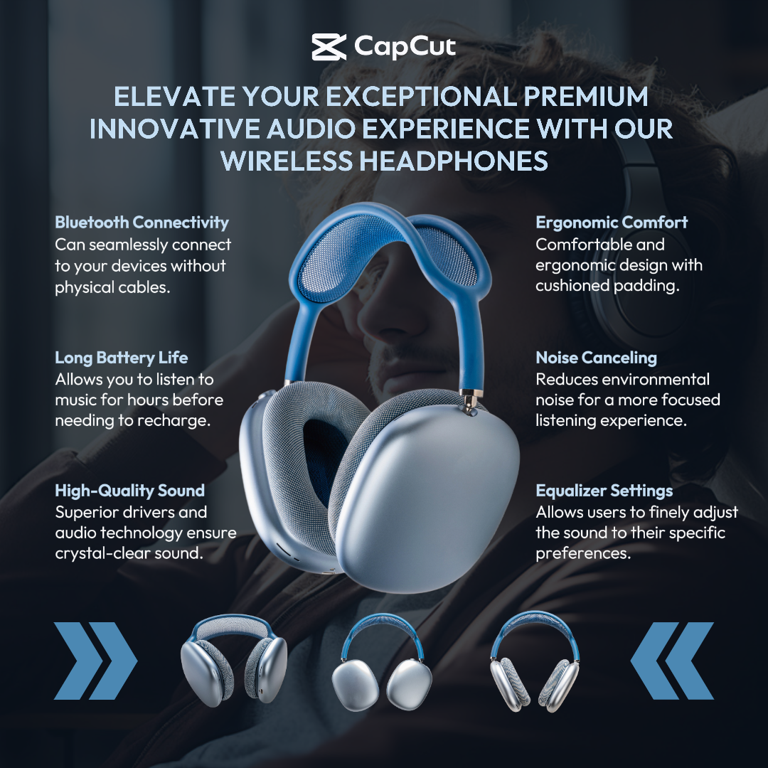 E-commerce Electronics Product Callout Wireless Headphones