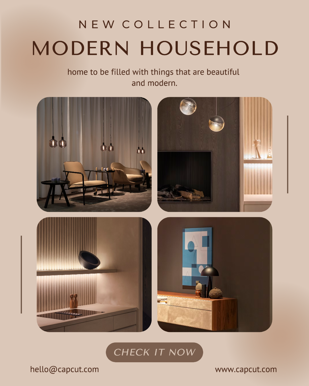 Marketing Household New Collection Instagram Portrait Desk Lamp Sofa Modern Brown