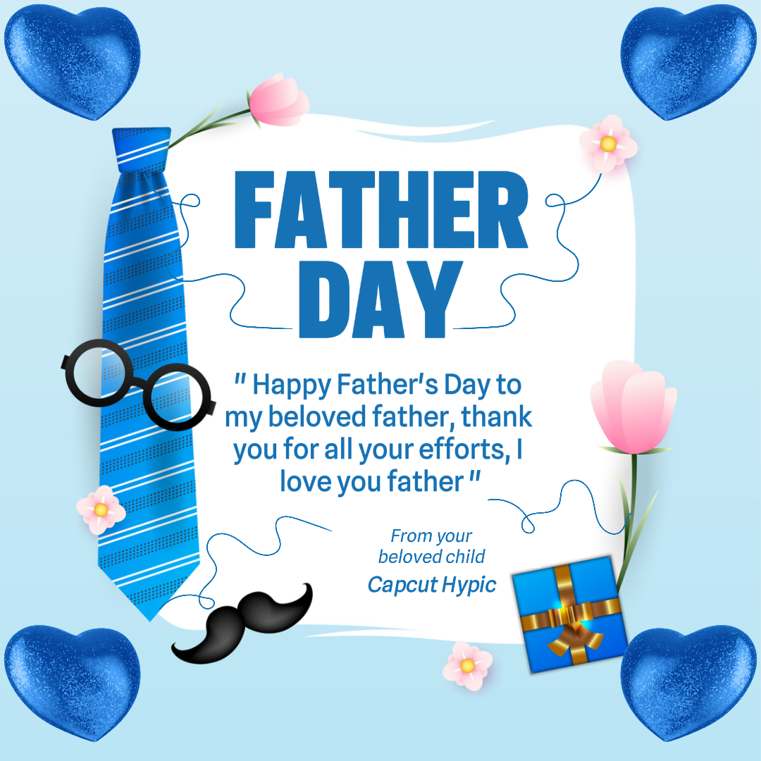 Póster Creativo del Día del Padre Tarjeta de Felicitación Instagram Post Azul Moderno