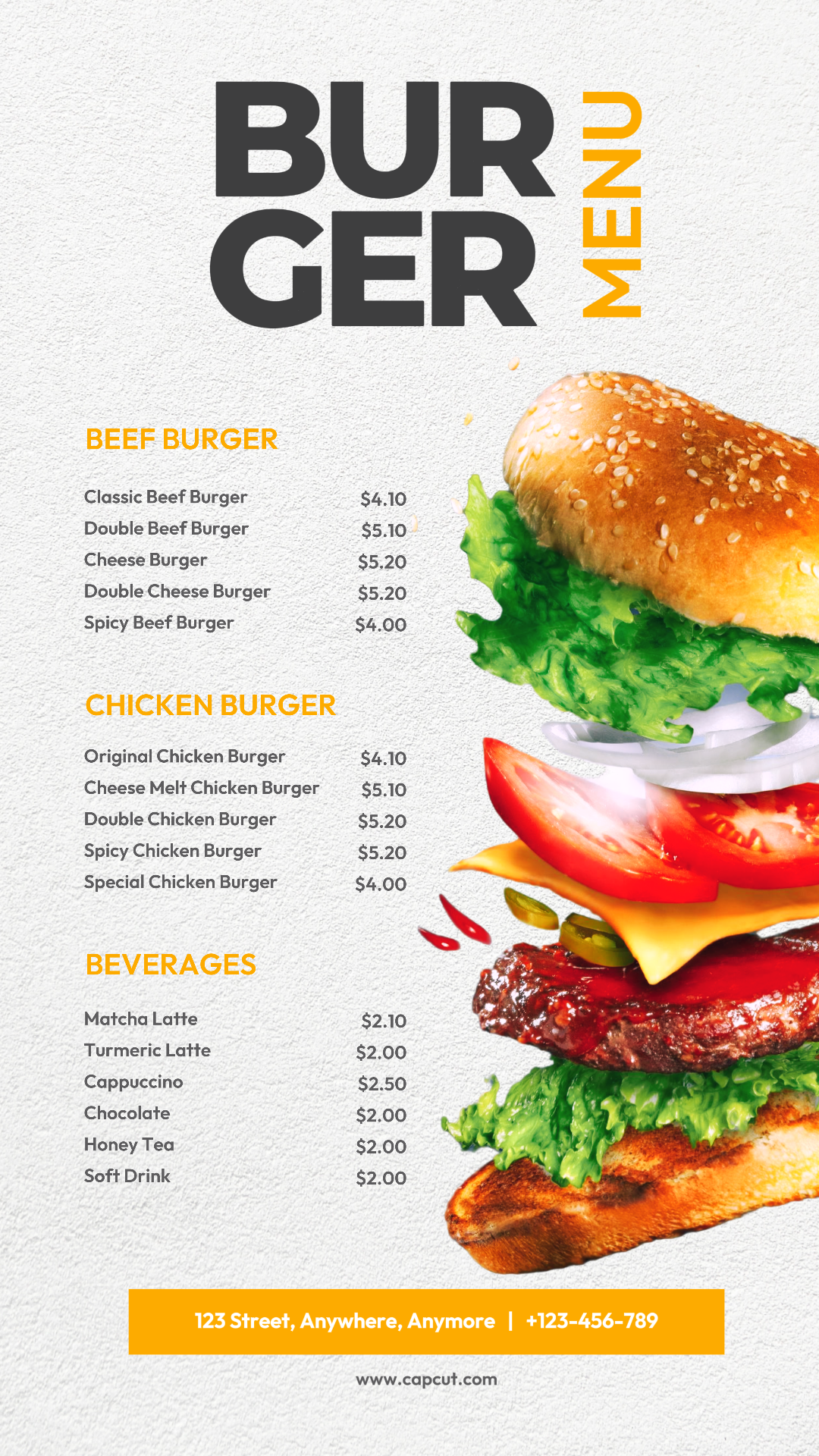 Food Burger Menu Instagram Story