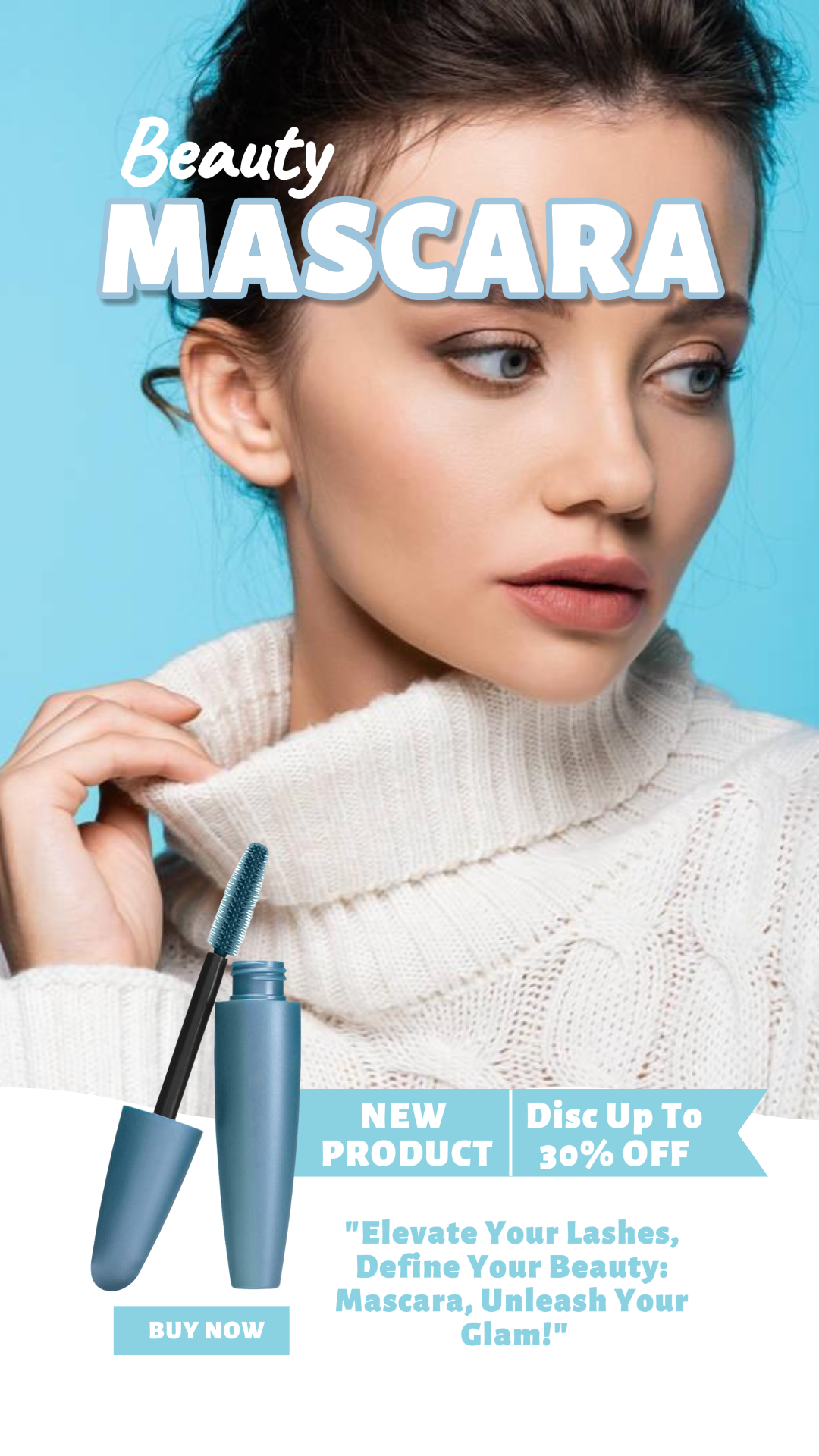 Beauty Care Tiktok Marketing Poster Mascara blue
