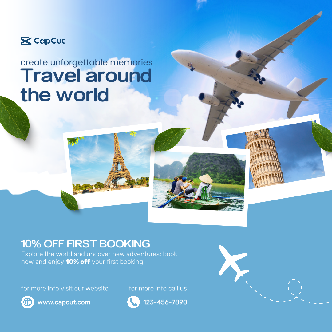 Affiche de marketing de voyage Instagram Post Voyage autour du monde