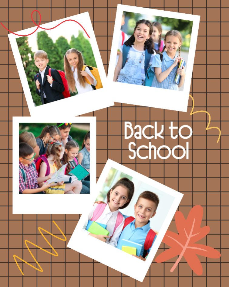 Kolase foto non-pemasaran cokelat kembali ke sekolah