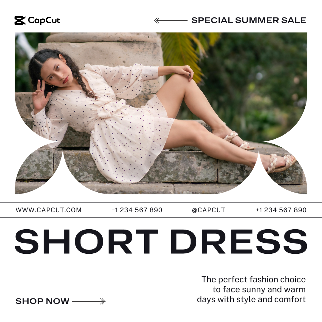 Kleidung und Schuhe - Marketing Poster Kurzes Kleid Produktanzeige Instagram Post