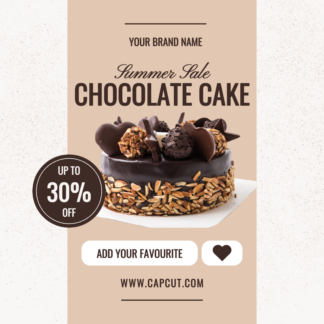 Food & Beverage Marketing Poster Promotion Instagram Poster Chocolate Cake Brown and Cream