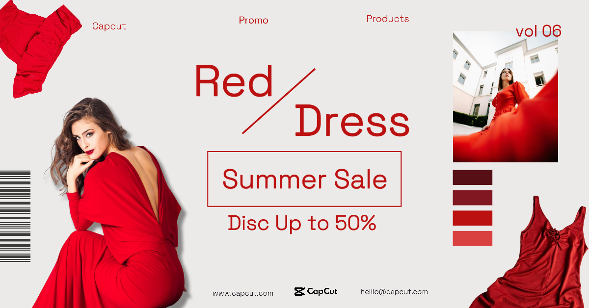 Poster Pemasaran Iklan Facebook Pakaian Gaun Merah
