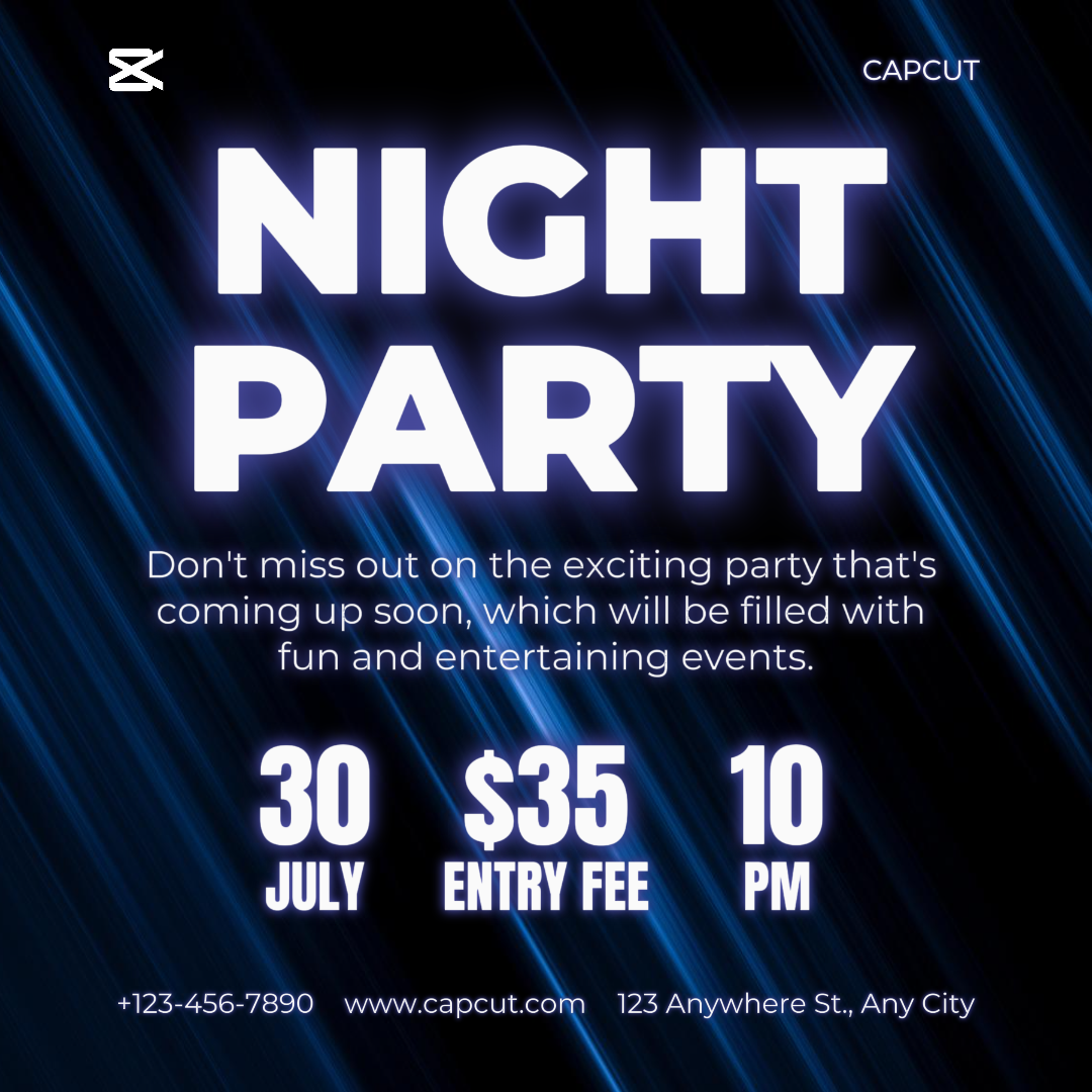 Entretenimiento Fiesta nocturna Publicación de Instagram Minimalista en blanco y negro