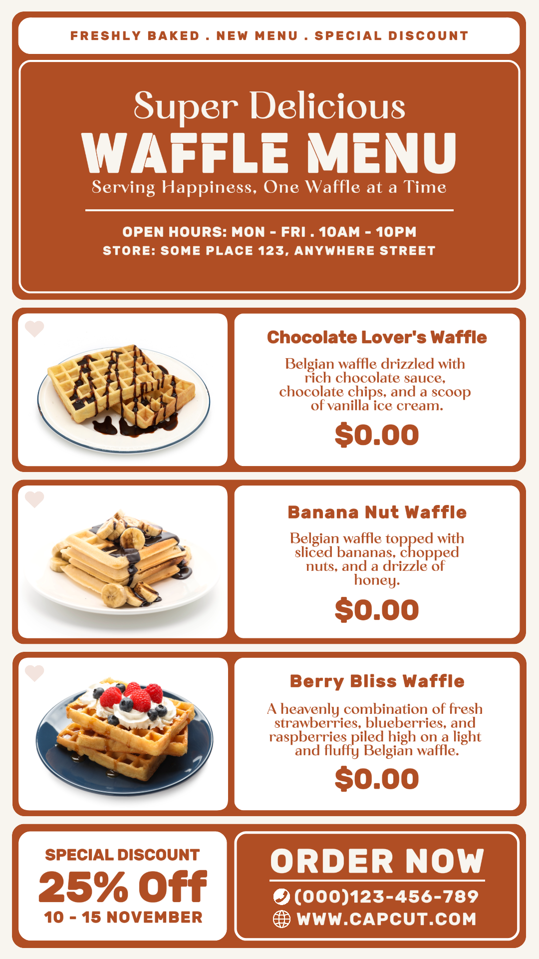 Leckeres Waffelmenü Instagram-Story