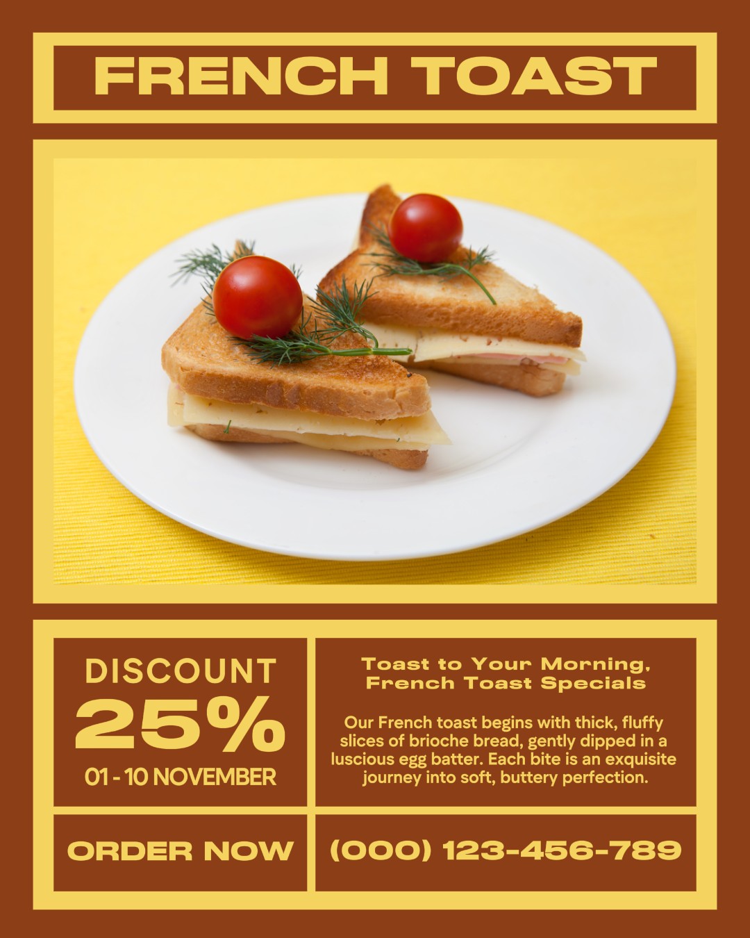 Publicación de instagram de promoción de tostadas francesas